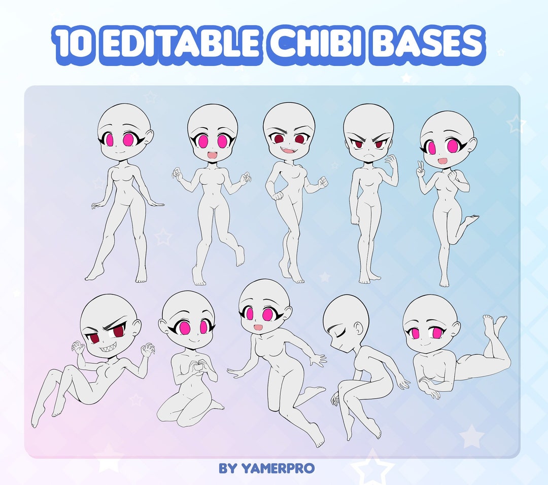 Chibi poses No eyes - Anime Bases .INFO