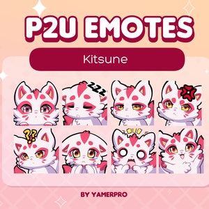 8 schattige knuffelige Chibi Kitsune Fox Emote-pakket | Japan | Kawaii-stickers | Voor Discord, Twitch, Youtube, Streaming | Betaal om te gebruiken