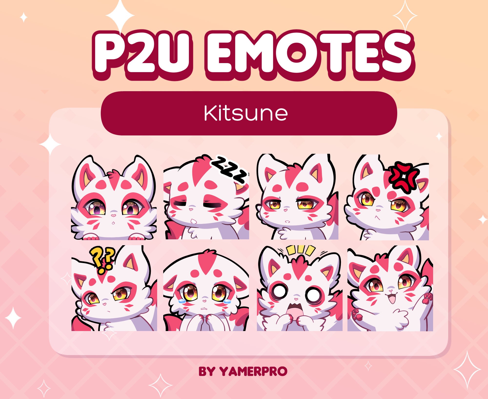 5x OKAMI Emotes for Twitch and Discord | Kawaii Wolf emoji | Cute Chibi Fox  or Dog for Streamers