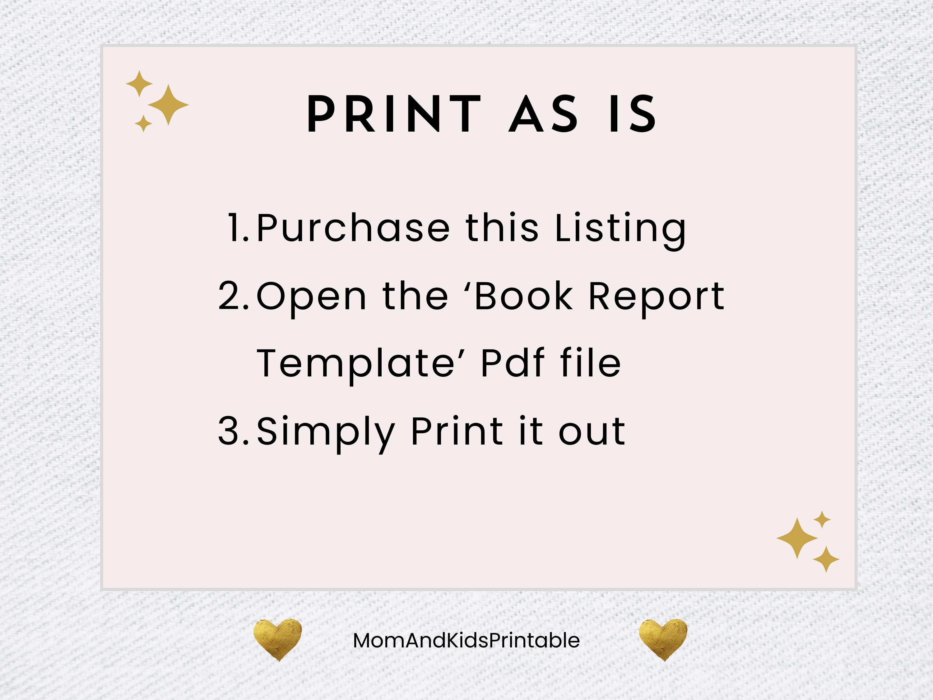 Book Report Template Printable | Reading Comprehension Worksheet for ...