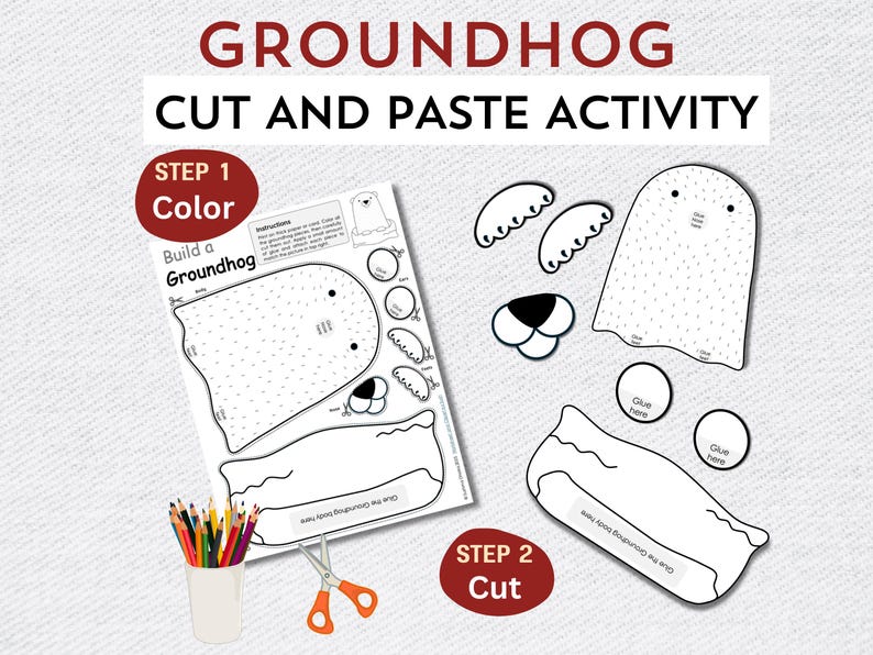 Groundhog Day Craft | Cut and Paste Activity, Fine Motor Skill (PDF ...