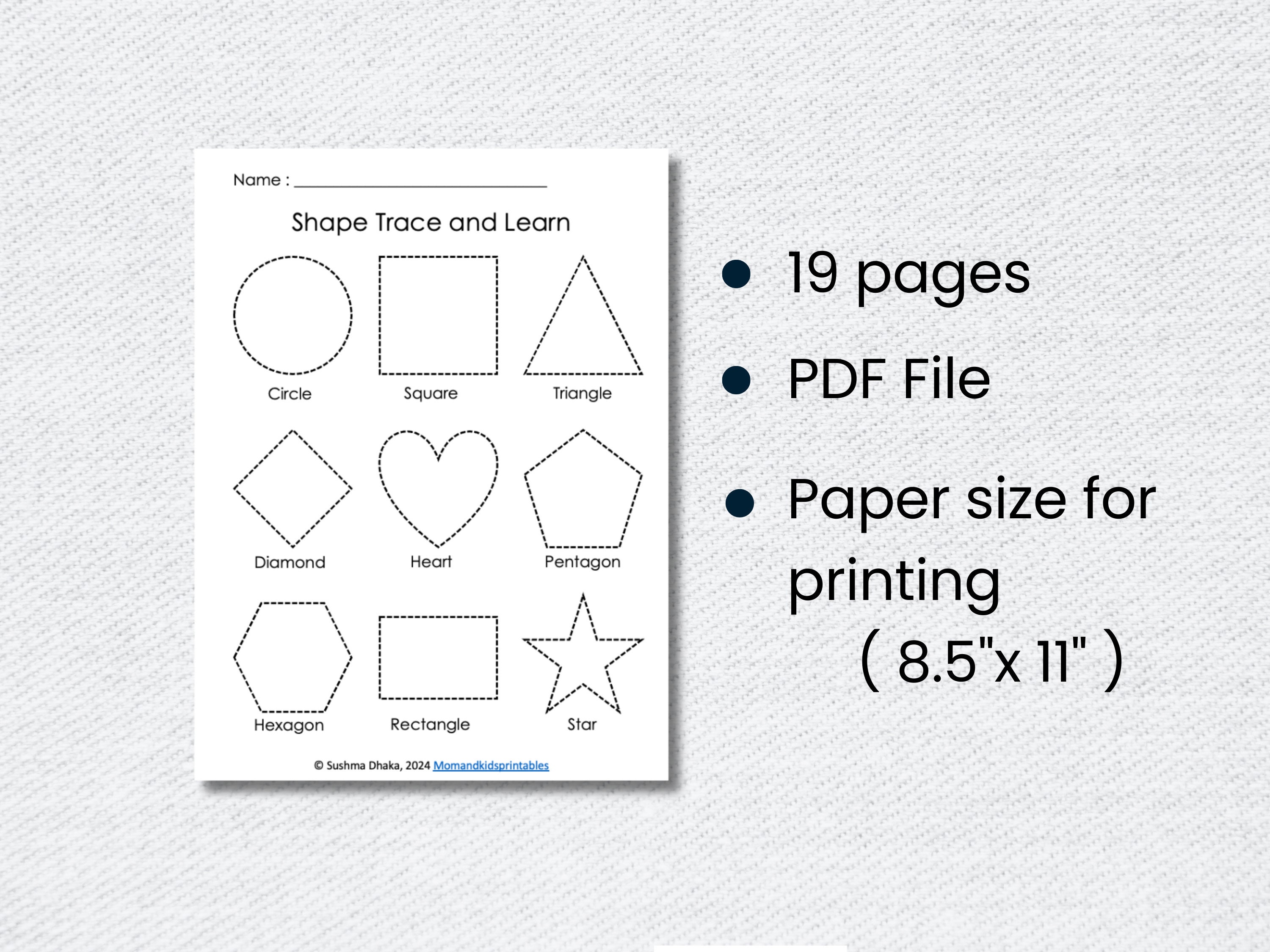 Preschool Shapes Tracing Worksheets: Basic Shapes, Math (PDF & PNG) - Etsy