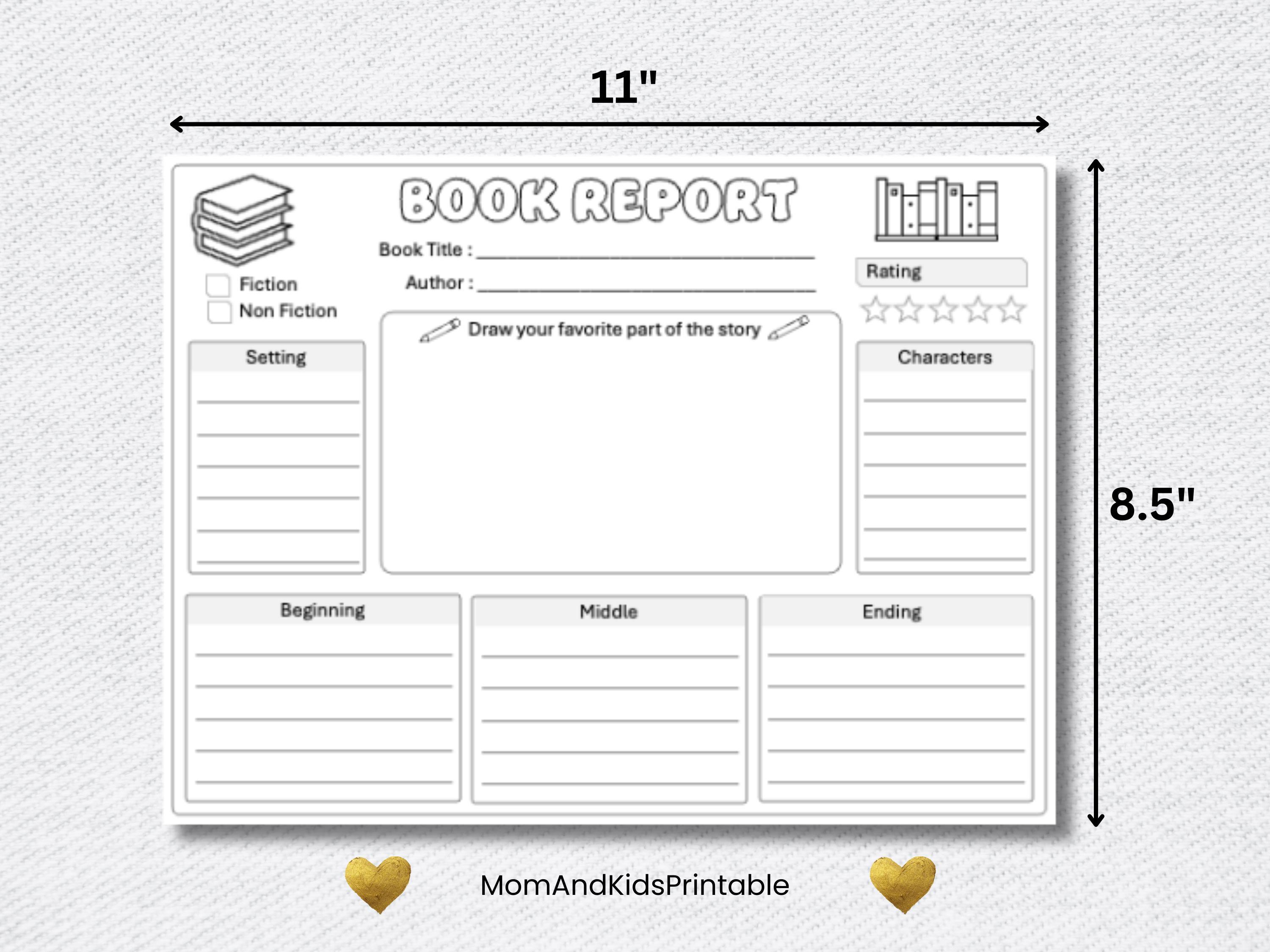 Book Report Template Printable | Reading Comprehension Worksheet for ...