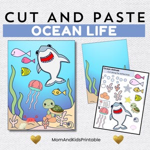 Ocean Life Cut and Paste Activity: Preschool Scissor Skills (PDF)