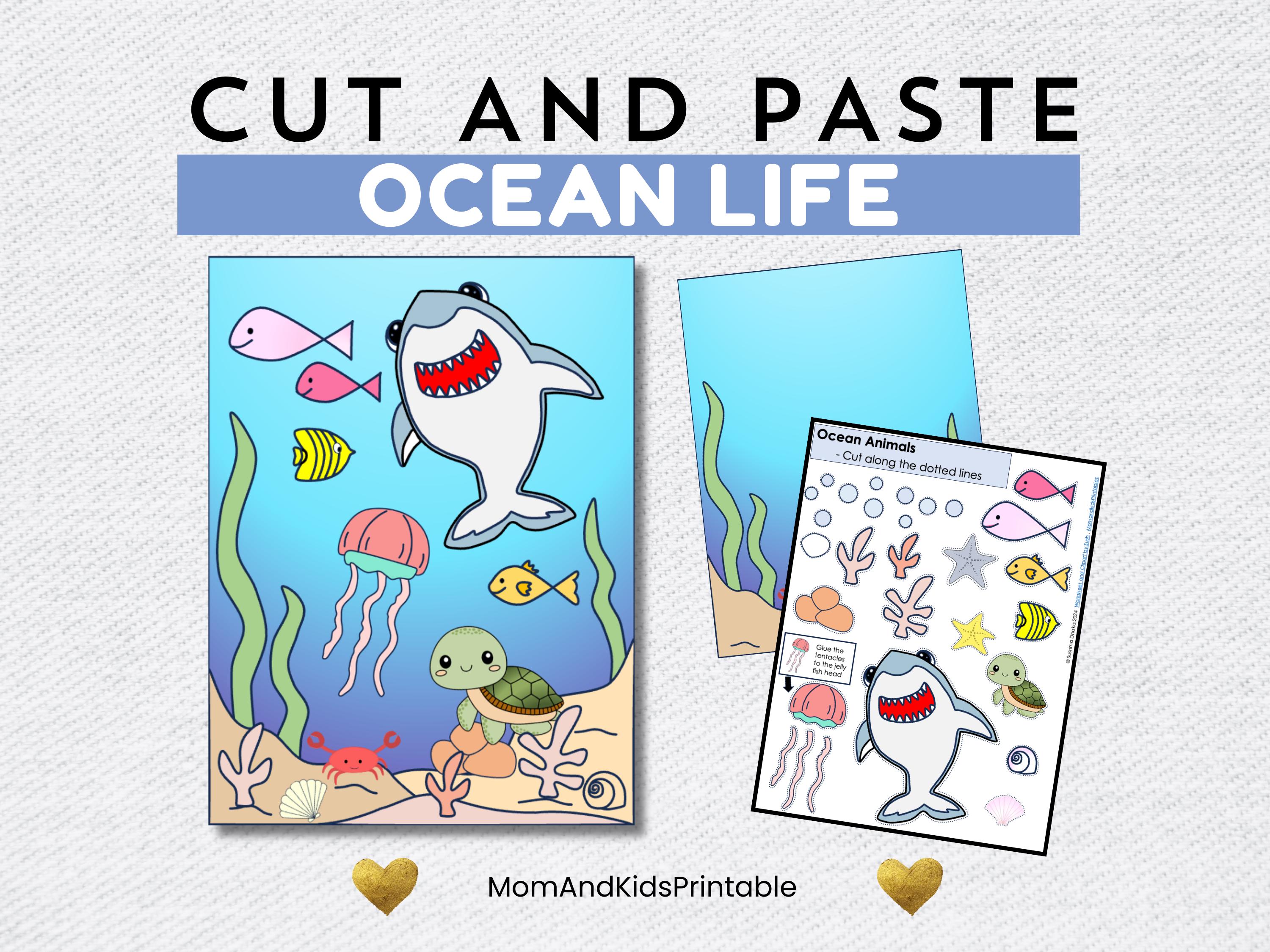 Ocean Life Cut and Paste Activity: Preschool Scissor Skills (PDF) - Etsy