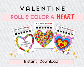 Valentine Roll a Heart Dice Game: Classroom Party Activity (Printable)