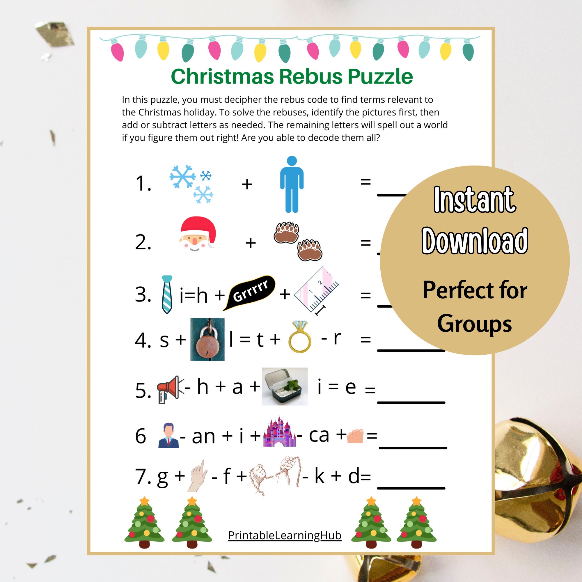 christmas emoji rebus puzzle game: holiday party (pdf) - etsy