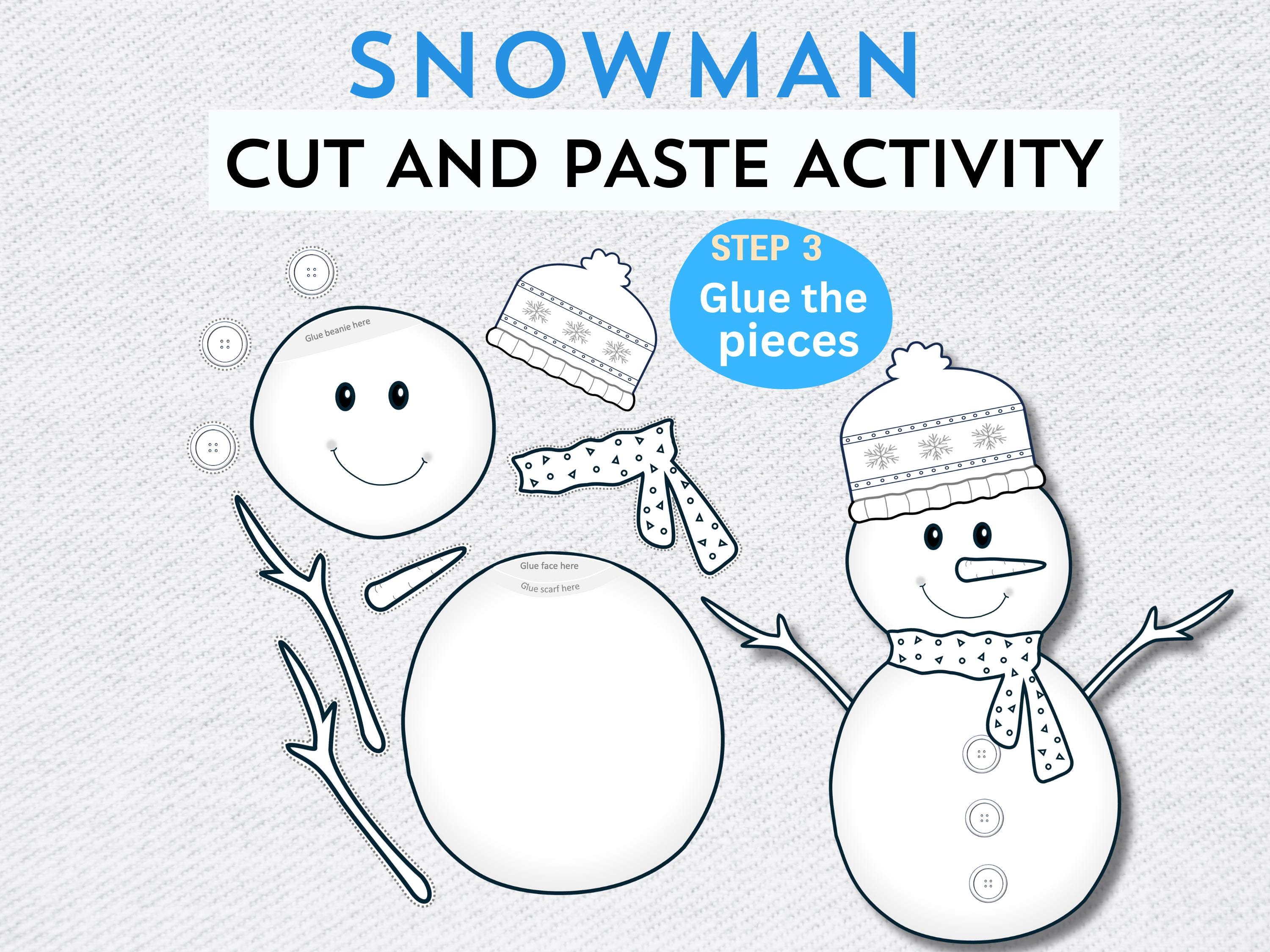 Snowman Cut and Paste Craft Printable | Winter Coloring & Cutting ...