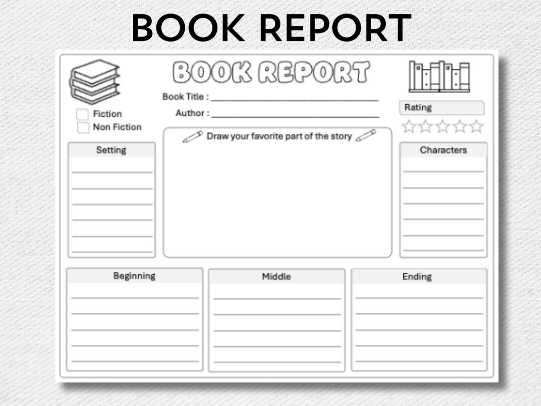 Book Report Template Printable | Reading Comprehension Worksheet for ...
