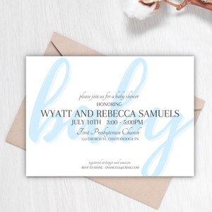 Blue Minimal Baby Shower Invitation | Customizable Template | Digital Download