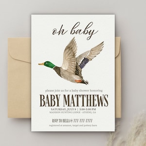 Mallard Baby Shower Invite Template | Boy Baby Shower Invitation | Duck Baby Shower Invite | Digital Download | Invitation Template