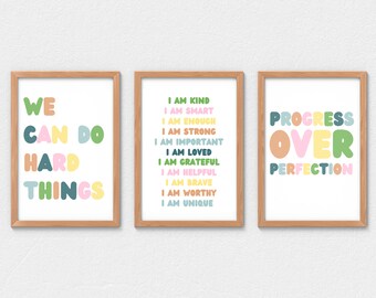 Digital Download: Set of 6 Inspiring Pastel Classroom Posters | Motivational Prints for Students | Teacher&#39;s Wall Decor | Instant Access