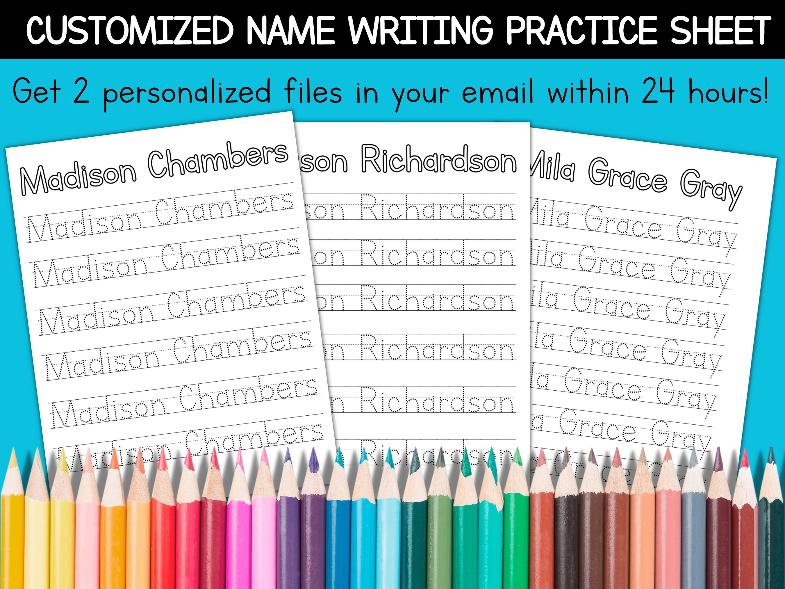 Customized Name Tracing Sheet | Name Writing Practice Sheet | Personalized Printable Name Tracing Sheet | Laminate, Print or Upload to iPad