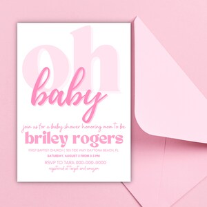 Pink Baby Shower Invitation | Digital Download Invitation Template | Baby Shower Invitation Template | Girl Baby Shower Invitation Template