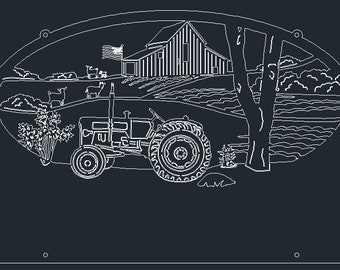 Farm Scene metal sign dxf cut file