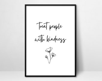 Treat People With Kindness Print | Minimalist Wall Art (Digital Download)