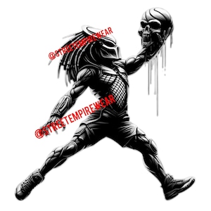 3x Predator & 1x Alien Jumpman Movie/Sport Fans images, Transparent Background, (Tshirt Mockup example only), Predator/Alien Movie fans.