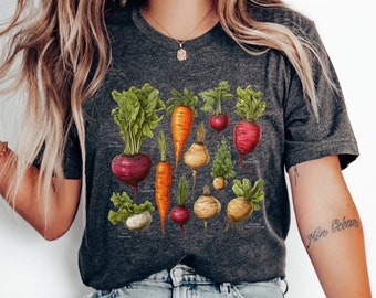 Vegetable Shirt,Gardening Vegetable Green Thumb Design,Cottagecore Clothing Foodie Gardening Tee,Fall Vegetable Tshirt,Shirts for Women