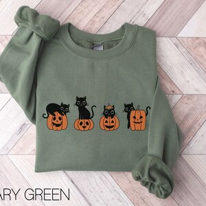 Black Cat on Pumpkin Sweatshirt,Cat Halloween shirt,Womens Halloween Tee,Cute Cat Halloween Shirt,Cat Lover Tee,Black Cat Tee,Spooky Season