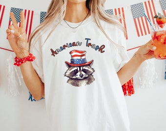 4th Of July Raccoon Shirt,American Trash T-Shirt,Comfort Colors July 4th TShirt,Funny Raccoon Shirt,Funny July Fourth Shirts,Patriotic Tee