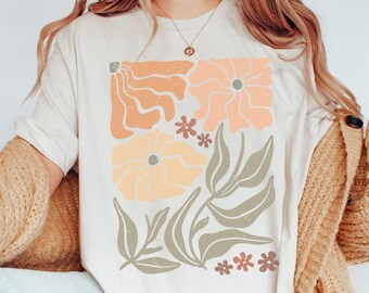Wildflower shirt,Boho Flowers Shirt,Flowers Tshirt,Botanical Tee,retro floral T-shirt,Flower Market top,Floral Nature Shirt,Flower Lover Tee