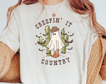 Creepin' It Country Shirt,Halloween TShirt,Western Graphic Tee,Cowboy Ghost Shirt,Słodka,straszna koszulka,Western Halloween T-Shirt,Prezent na Halloween