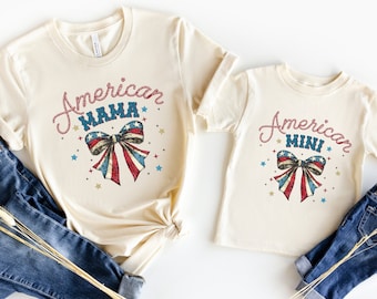 Fourth of july shirts,Mama and Mini 4th of July Retro Shirts,Fourth of july matching T-shirts,mommy and me,mommy and me outfits,Coquette