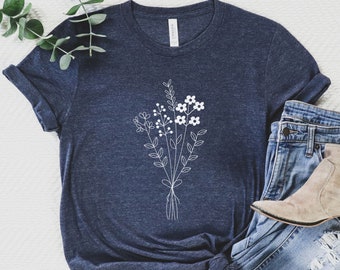 Wildblumen Shirt, Blumen Shirt, Wildblumen Tshirt, Geschenk für sie, Muttertagsgeschenk, Blumen Grafik T-Shirt, Blumen Liebhaber T-Shirt, Geschenk für Frauen