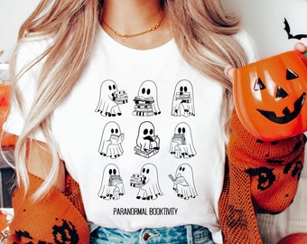 Ghost Reading Books Shirt,Halloween Reading Shirt,Teacher Halloween Tee,Librarian Halloween Shirt,Bookworm Gift,Funny Teacher Tee,Book Shirt