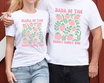 Berry First Birthday Family Matching T-shirt,Mama Dada Strawberry Shirt,Strawberry 1st Birthday Outfit,First Birthday Party,Mommy and Me