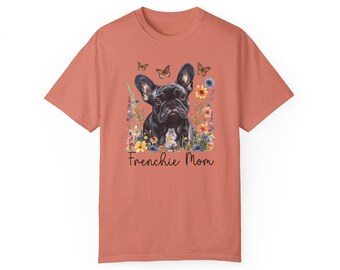 Koszulka Frenchie Mom Floral, Koszulka French Bulldog, Koszulka French Bulldog Mom, Prezent dla mamy psa, Koszulka Floral Dog, Koszulka French Bulldog Cottagecore