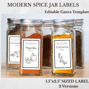 Bearbeitbare Gewürzglas-Etikettenvorlage | Minimalist Kitchen Labels | Leinwanddruck