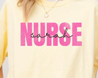Comfort Colors® Personalized Nurse Shirt, Custom Nurse Shirt, Nurse Shirt, Nursing School Tee, Nurse Tee, Gift For Nurse, ER Nurse Shirts