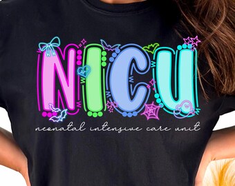 NICU Halloween Doodle Comfort Colors Shirt Spooky Fall Neonatal Intensive Care Unit NP TShirt Neonatal ICU Boo Crew Nurse Shirts, Baby Nurse