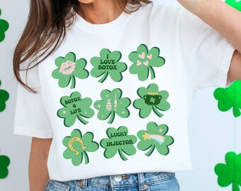 St Patricks Day Botox Shirt, Aesthetic Nurse Injector Shamrock Shirt, St Pattys Day MedSpa Shirts, Botox PA NP Cosmetic Nurse, Injector Gift
