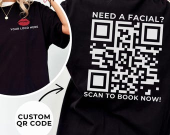 Esthetician Custom QR Code Shirt for Skin Therapist Business Owner Branding Marketing Apparel, Aesthetician Gift, Skincare Specialist Shirt
