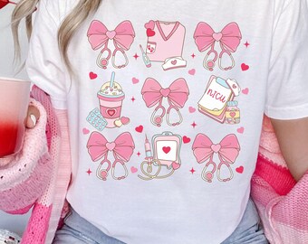 NICU RN Coquette Valentines Day Shirt Comfort Colors Neonatal Icu Nurse Appreciation Gift Nicu Neonatal Nurse Practitioner Nicu Group Tee