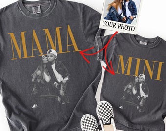 Comfort Colors® Custom Mama and Mini Matching Photo Shirts, Custom Photo Mom and Me TShirt, Grunge Mama and Me Outfit, Mother's Day Gift