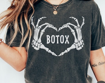 Botox Dealer Skeleton Halloween Shirt, Spooky Aesthetic Nurse Injector Shirt, Cosmetic RN NP TShirt for Fall, MedSpa Team Halloween Shirts