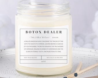 Botox Candle, Botox Dealer, Aesthetic Nurse Injector, Botox Gift, Medspa Decor, Botox Filler Funny Gifts, Beauty Spa Gifts, Dermatology Gift