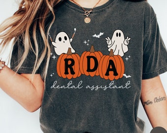 RDA Halloween Pumpkin Shirt, RDA Shirt, Registered Dental Assistant TShirt, Fall Dental Apparel, Halloween Dental Shirt, Comfort Colors