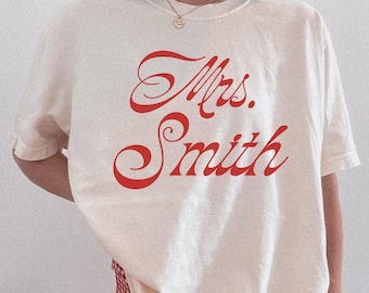 Comfort Colors© Custom Future Mrs Last Name Bride Shirt, Retro Western Bride to Be Shirt, Honeymoon Shirt, Wife Anniversary Gift