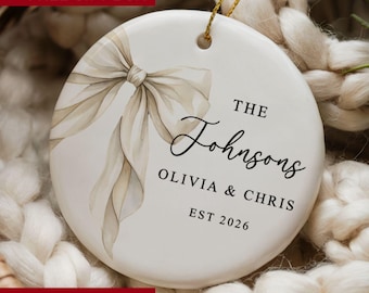 Married Est Ornament, Last Name Wedding Ornament, Mr and Mrs Personalized Gift for Newlywed Couple, Custom Wedding Keepsake Gift
