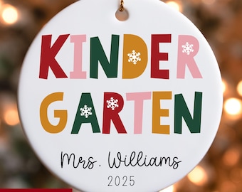 Custom Kindergarten Teacher Ornament Teacher Thank You Keepsake Ornament, New Teacher Gift, Christmas Gift for Teacher, Teacher Appreciation