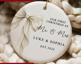 Custom First Christmas as Mr and Mrs Ornament, Our First Christmas Married Ornament, Newlywed Couple Keepsake Gift, Marriage Ornament Gift