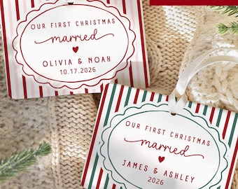 Our First Christmas Married Christmas Ornament, Mr and Mrs Ornament, Newlywed Couple Gift, Gift for Newly Married Couple