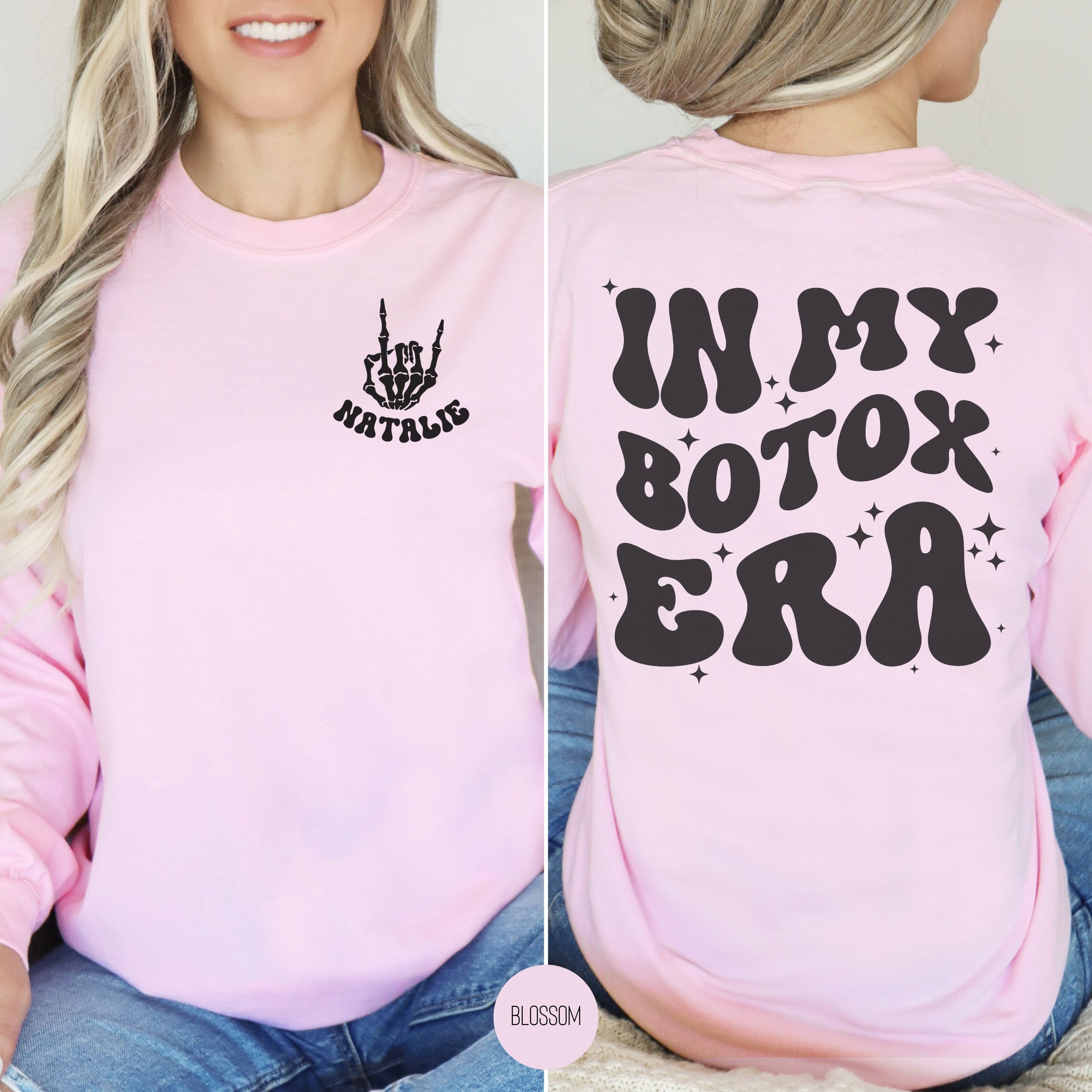 Retro in My Botox Era Long Sleeve Comfort Colors Shirt, Personalized ...