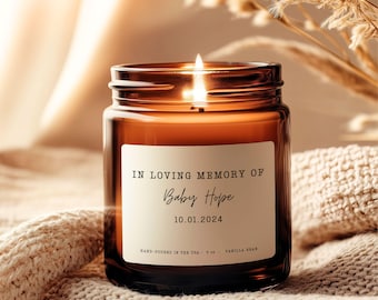 Personalized Miscarriage Candle Gift, Baby Loss Candle, Miscarriage Keepsake, Pregnancy Infant Loss Wave of Light Memorial, Sympathy Gift