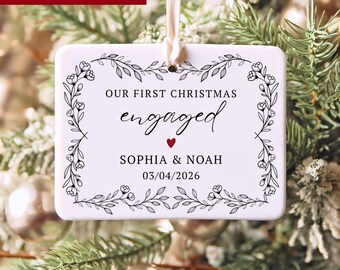 First Christmas Engaged Engagement Ornament, Personalized Gift for Engaged Couple, Engagement Keepsake Gift, Newly Engaged Gift for Couple