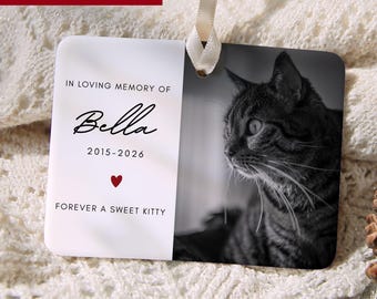 Personalized Cat Memorial Christmas Ornament, Custom Cat Photo Memorial Ornament, Loss of a Cat Gift, Cat Remembrance, Cat Sympathy Gift
